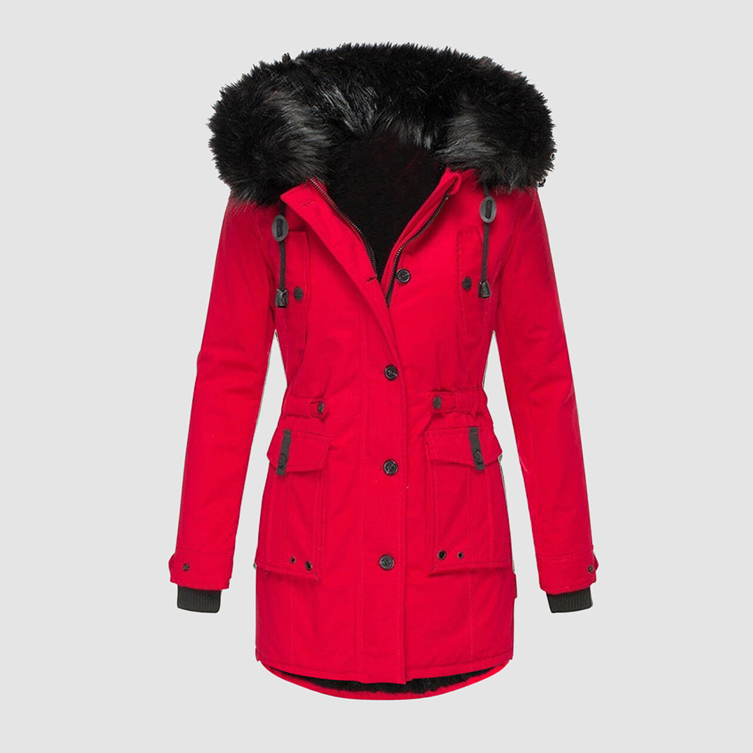 Valeria women's warm winter coat, a stylish and practical ladies jacket for cold weather and fall fashion.