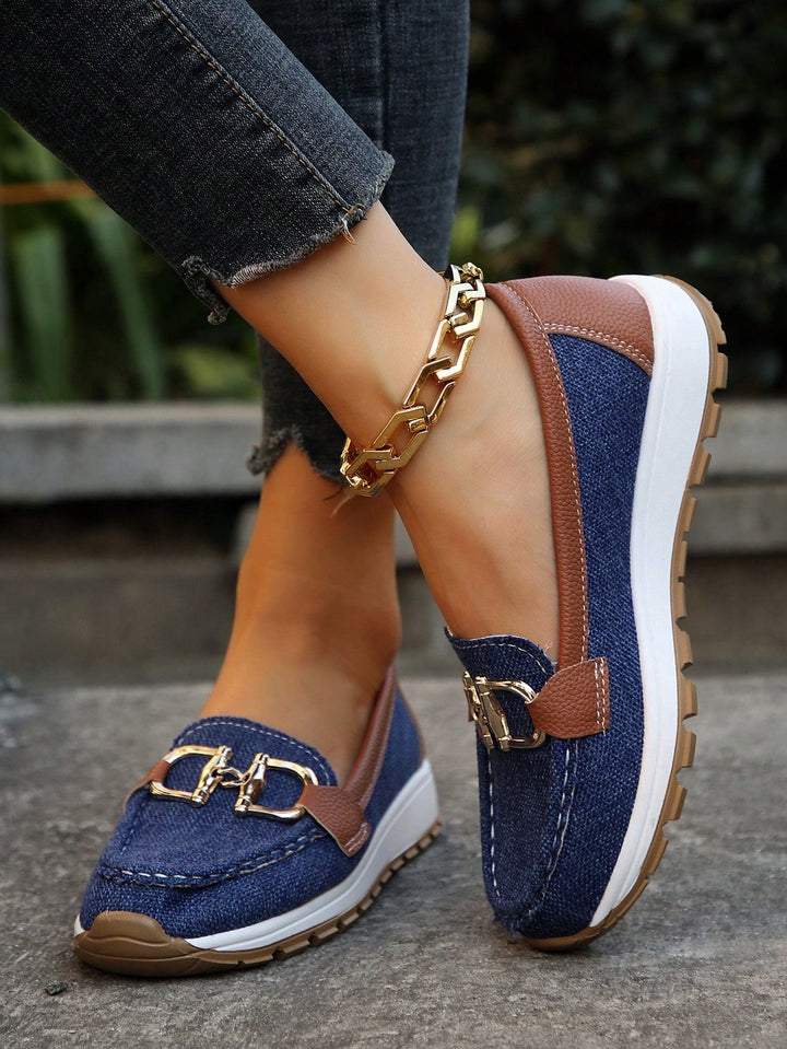 Women's comfortable buckle loafers for walking, stylish slip-on flats for active everyday chic.