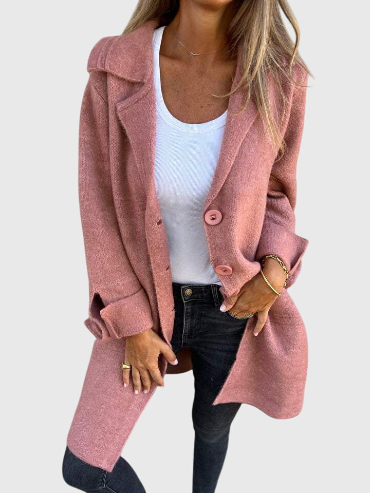 Chic women's button-detail blazer, perfect for office wear & smart casual style. Tailored fit for a modern look.