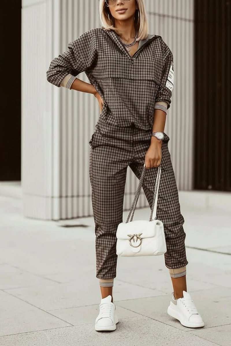 Women's coordinated tracksuit set, perfect for activewear, lounging, or a comfortable travel outfit.
