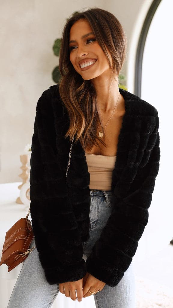 Striped cropped jacket, women's chic fall outerwear. Casual elegance defined.