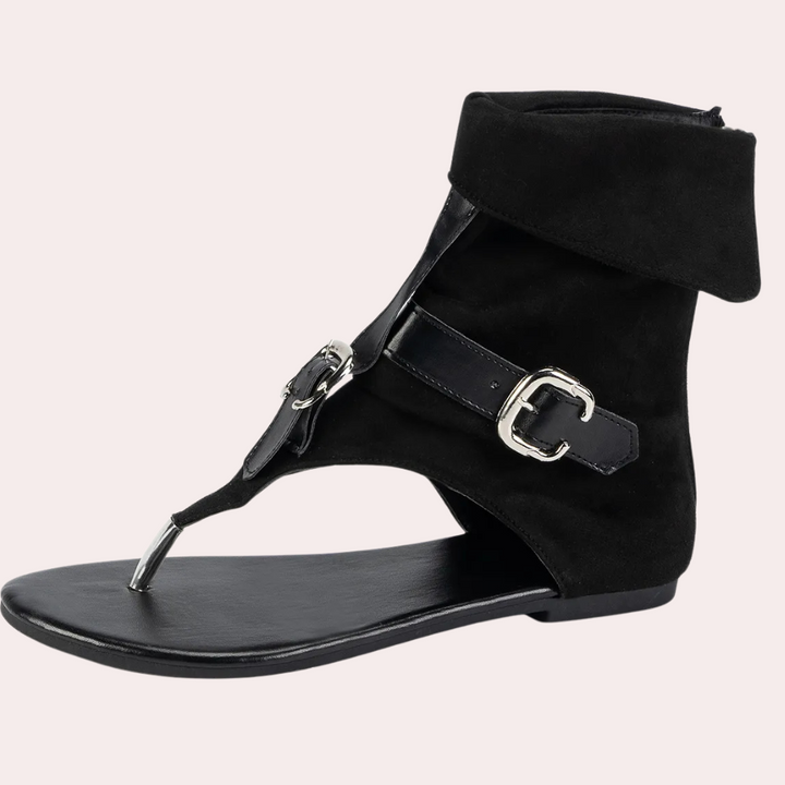 Women's stylish denim flat sandals. Casual, comfortable, and chic for summer outings, beach days, or everyday fashion.