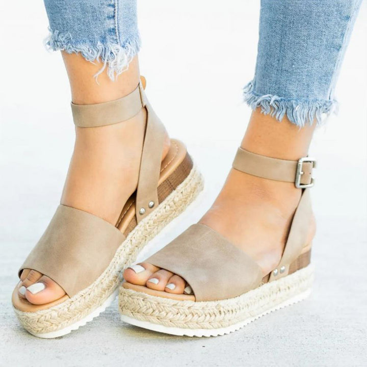 Everyday chic women's espadrille wedge sandals, fashionable ankle strap design.