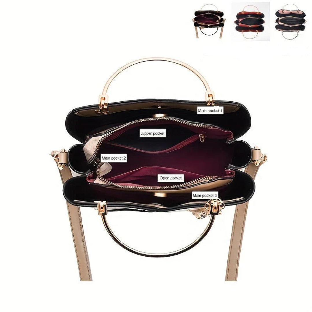 Stylish textured faux leather women's handbag. Chic everyday shoulder bag.
