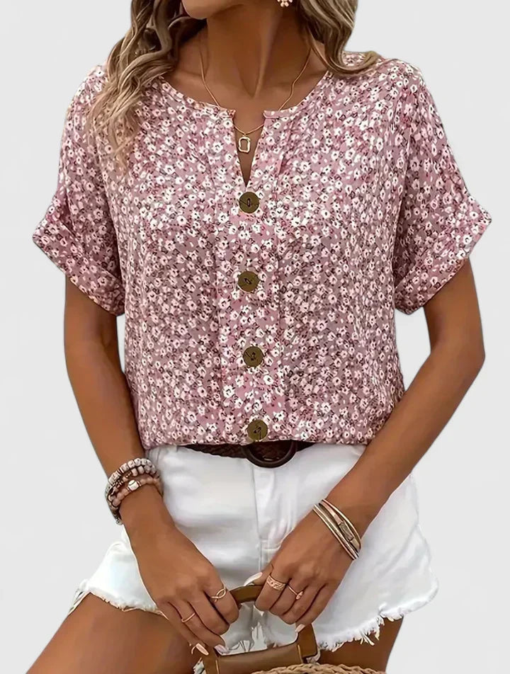Chic women's floral print blouse with long sleeves, perfect for versatile spring and summer everyday wear.