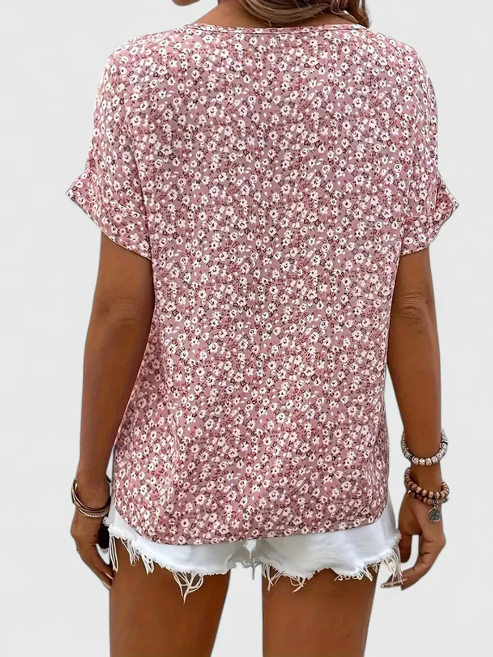 Stylish women's floral print long-sleeve blouse, a chic and comfortable top for everyday spring fashion.