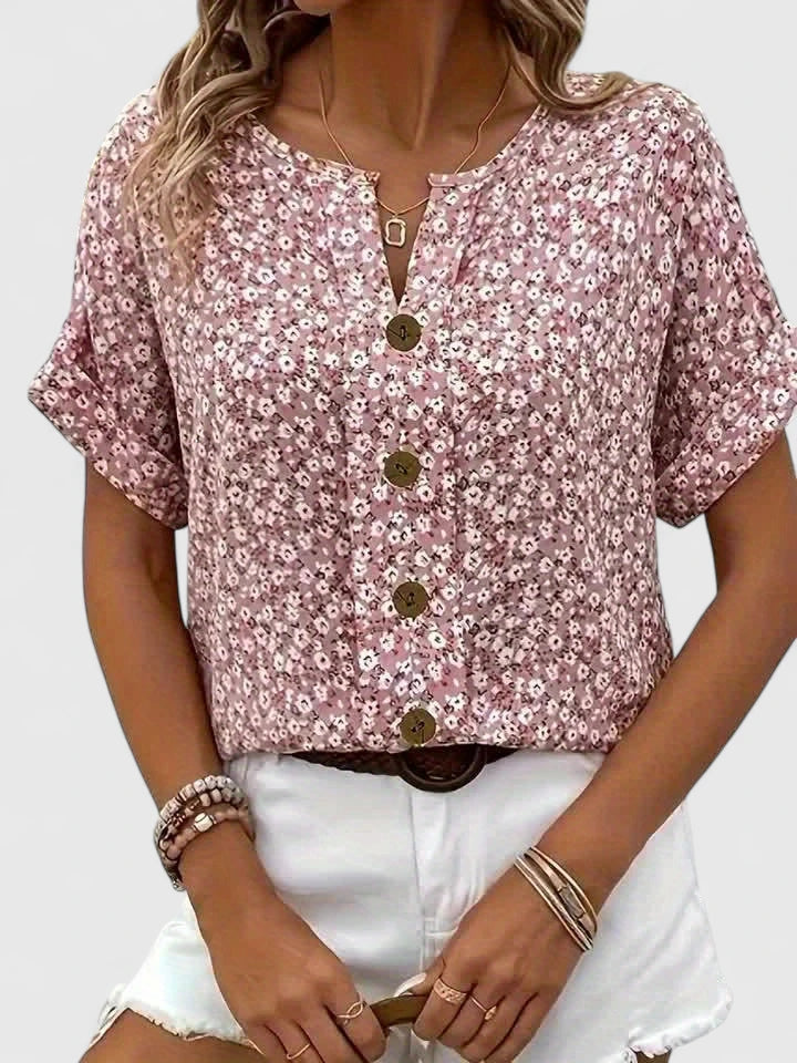Beautiful women's floral print blouse, a chic long-sleeve top perfect for spring and summer everyday style.