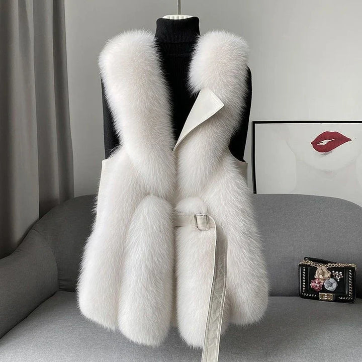 Chic women's fluffy waistcoat, a cozy and fashionable vest perfect for elegant layering and everyday style.