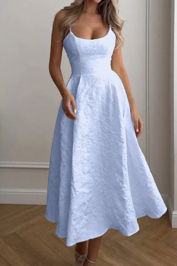Backless halter neck keyhole maxi dress for women, a chic & elegant summer party or vacation essential.