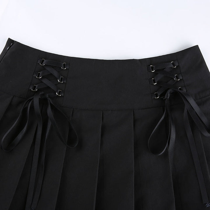 High-waist aesthetic lace mini skirt for women. Chic and flattering design, perfect for party wear or date night.