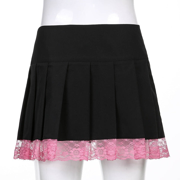 Stylish high-waist lace skirt for women. Perfect mini skirt for party wear or a date night, with a grunge edge.