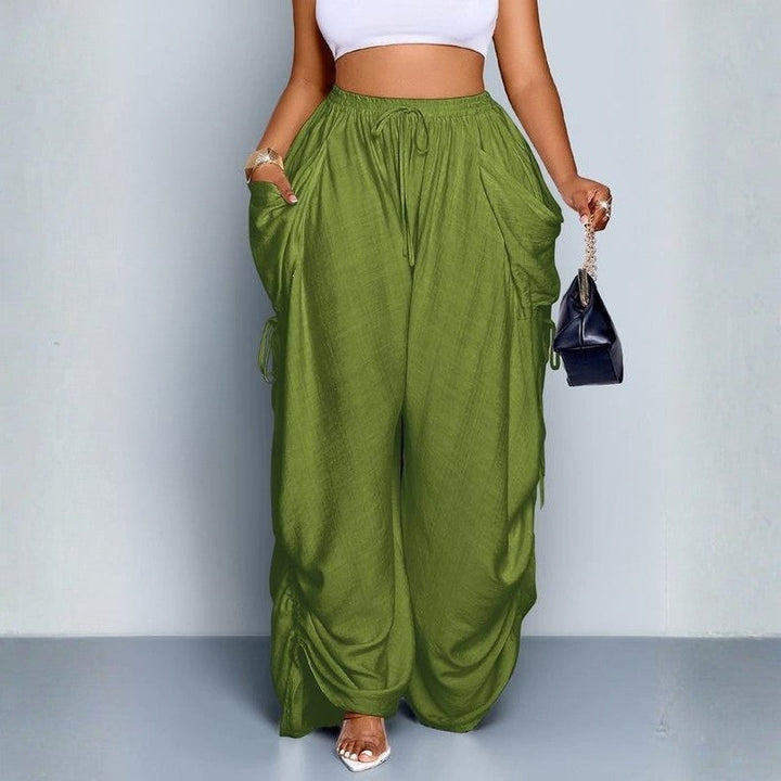 Effortless style with these high-waist wide leg women's pants. Comfortable & versatile for any occasion.