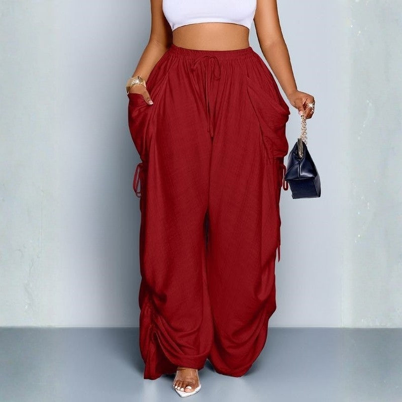 Women's high-waist wide leg trousers, featuring a comfortable relaxed fit & chic modern design.