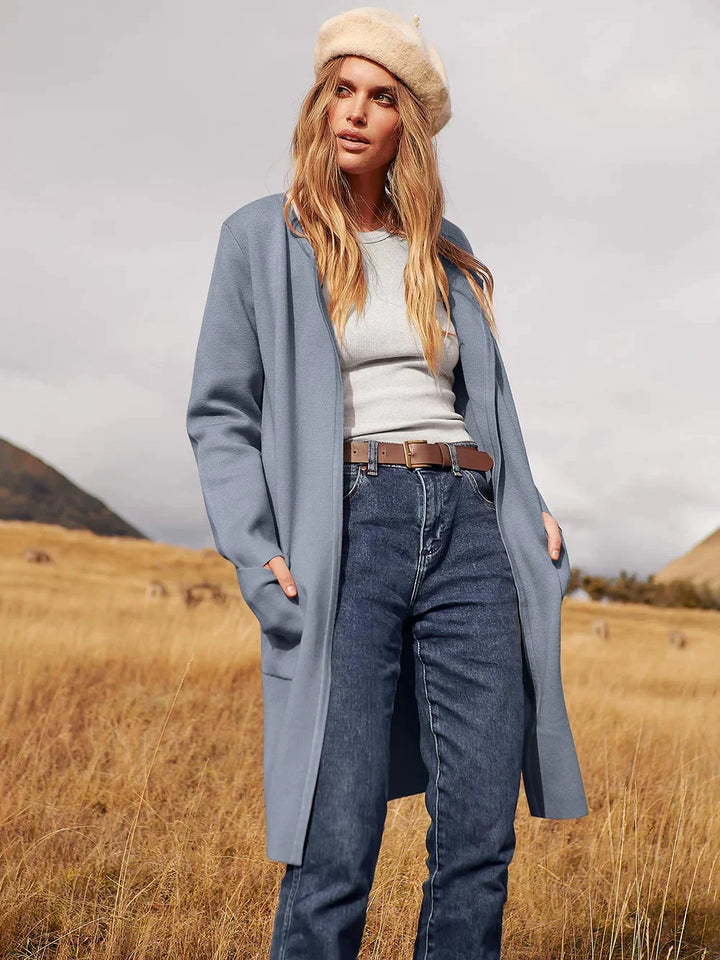 Stylish women's comfy cardigan with pockets, great for versatile outerwear.