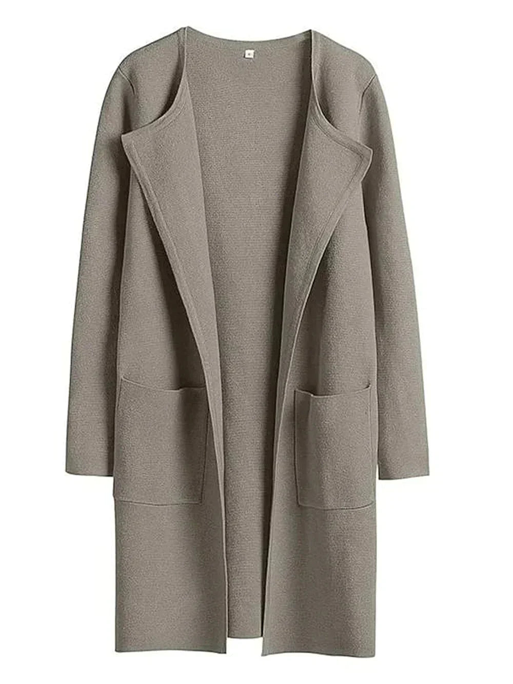 Chic women's knit cardigan with pockets, perfect for practical & stylish autumn wear.