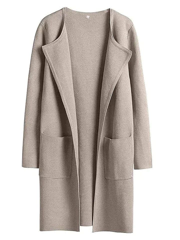 Elegant women's versatile long sleeve cardigan, ideal for sophisticated autumn outfits.