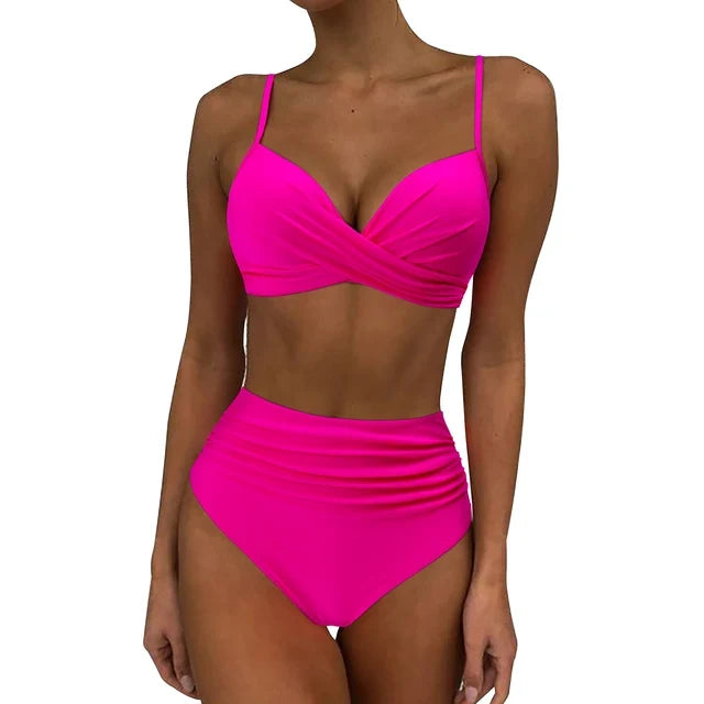 Full view of women's chic & comfortable Mila bikini set. Essential summer beachwear.