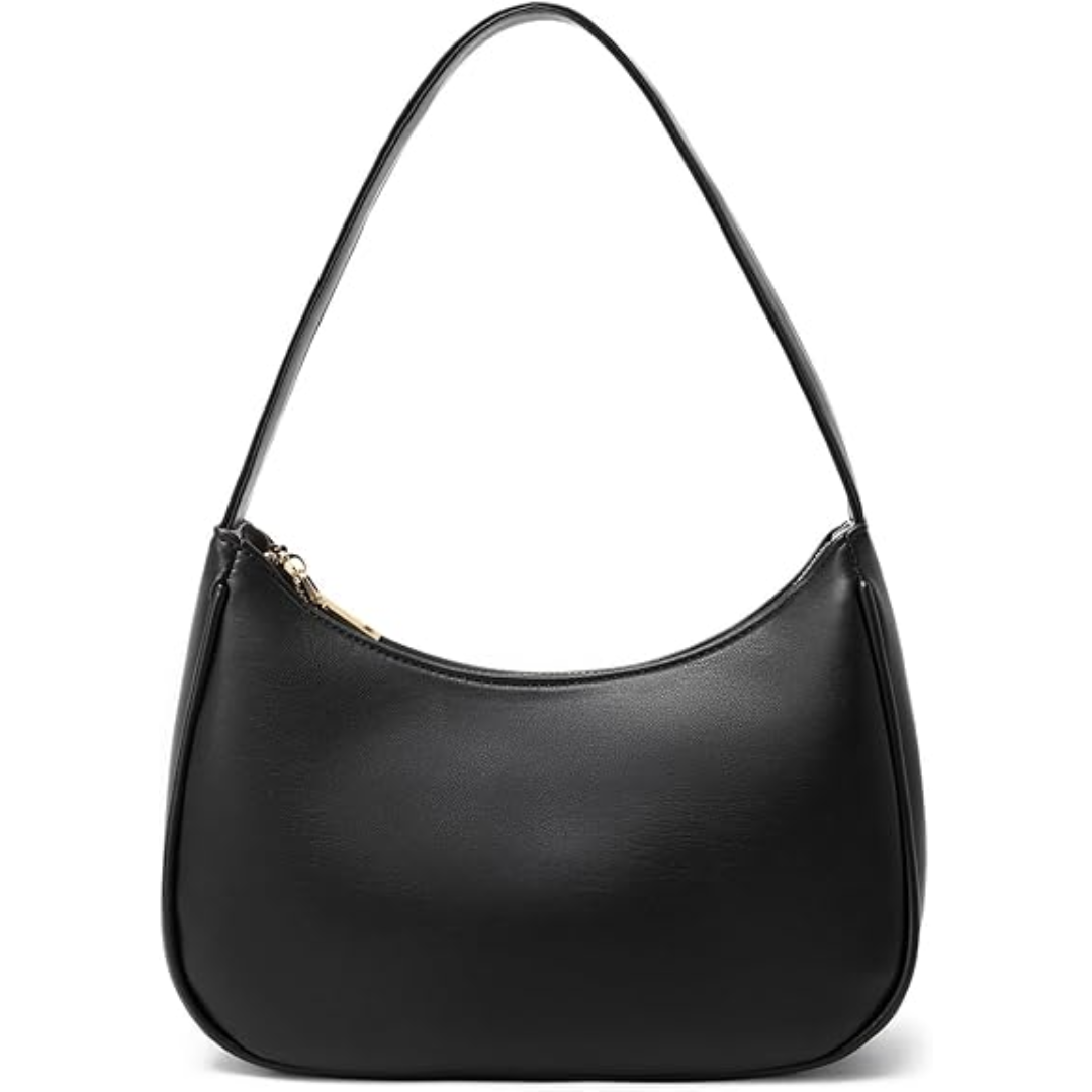 Chic women's mini hobo bag in black with secure zipper closure, perfect for daily fashion.