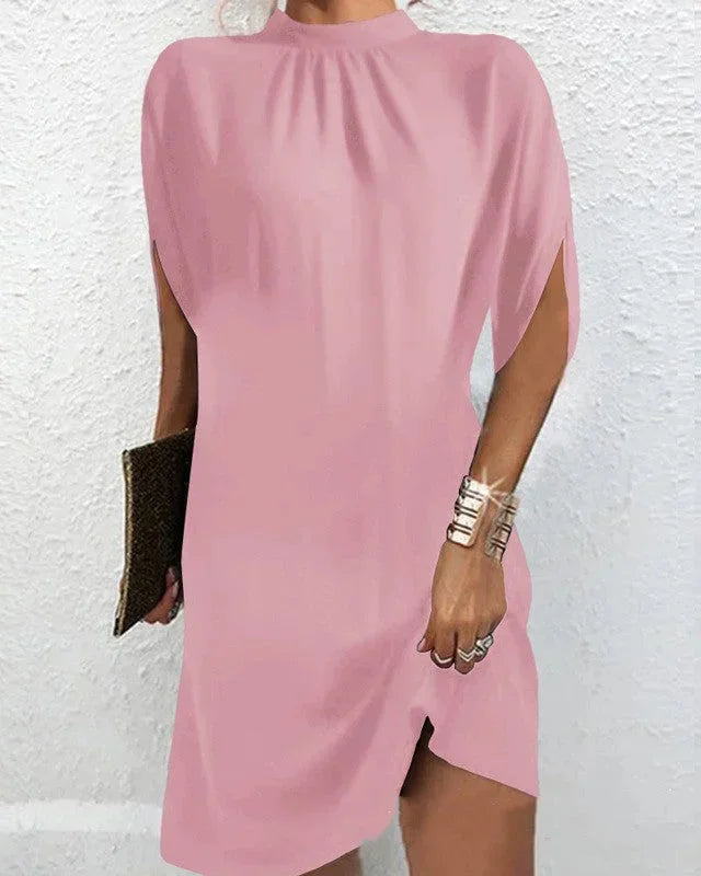 Women's mock neck cape sleeve mini dress, a versatile and elegant short dress for women's fashion.