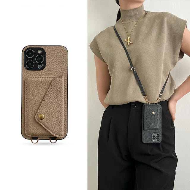 Chic women's phone bag with wallet strap, perfect as a crossbody pouch for everyday carry.