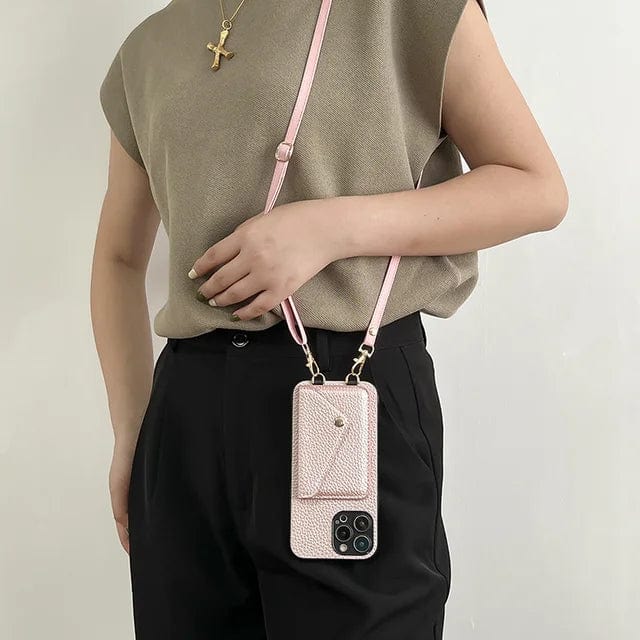 Versatile women's phone holder with integrated wallet, a practical and chic small bag.