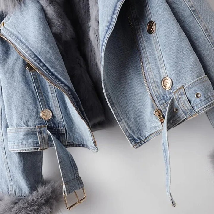 Elegant women's plush outerwear. A stylish and comfortable jacket for versatile seasonal fashion.