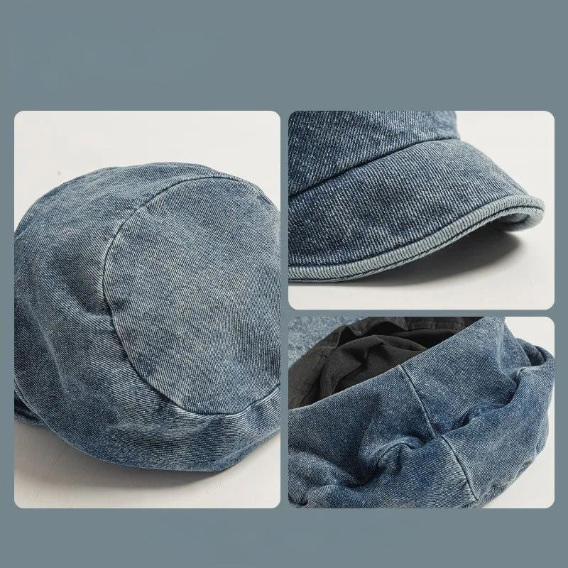 Women's retro blue beret. A chic and stylish headwear accessory, ideal for vintage fashion lovers.