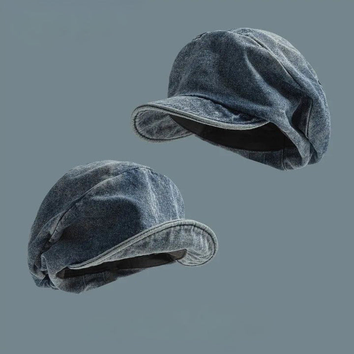 Soft women's blue beret hat, showcasing its chic retro style and fashionable design.