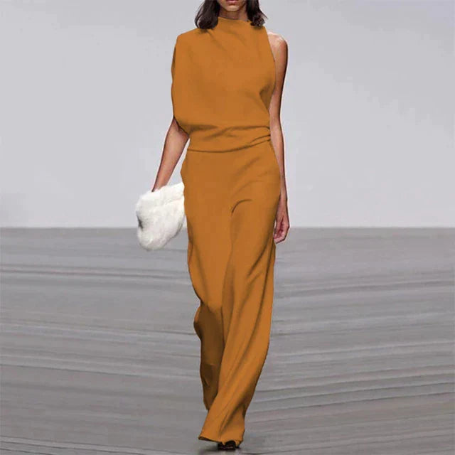 Summer women's sleeveless ruffle wide-leg jumpsuit, offering effortless style for casual wear, parties, or vacation.