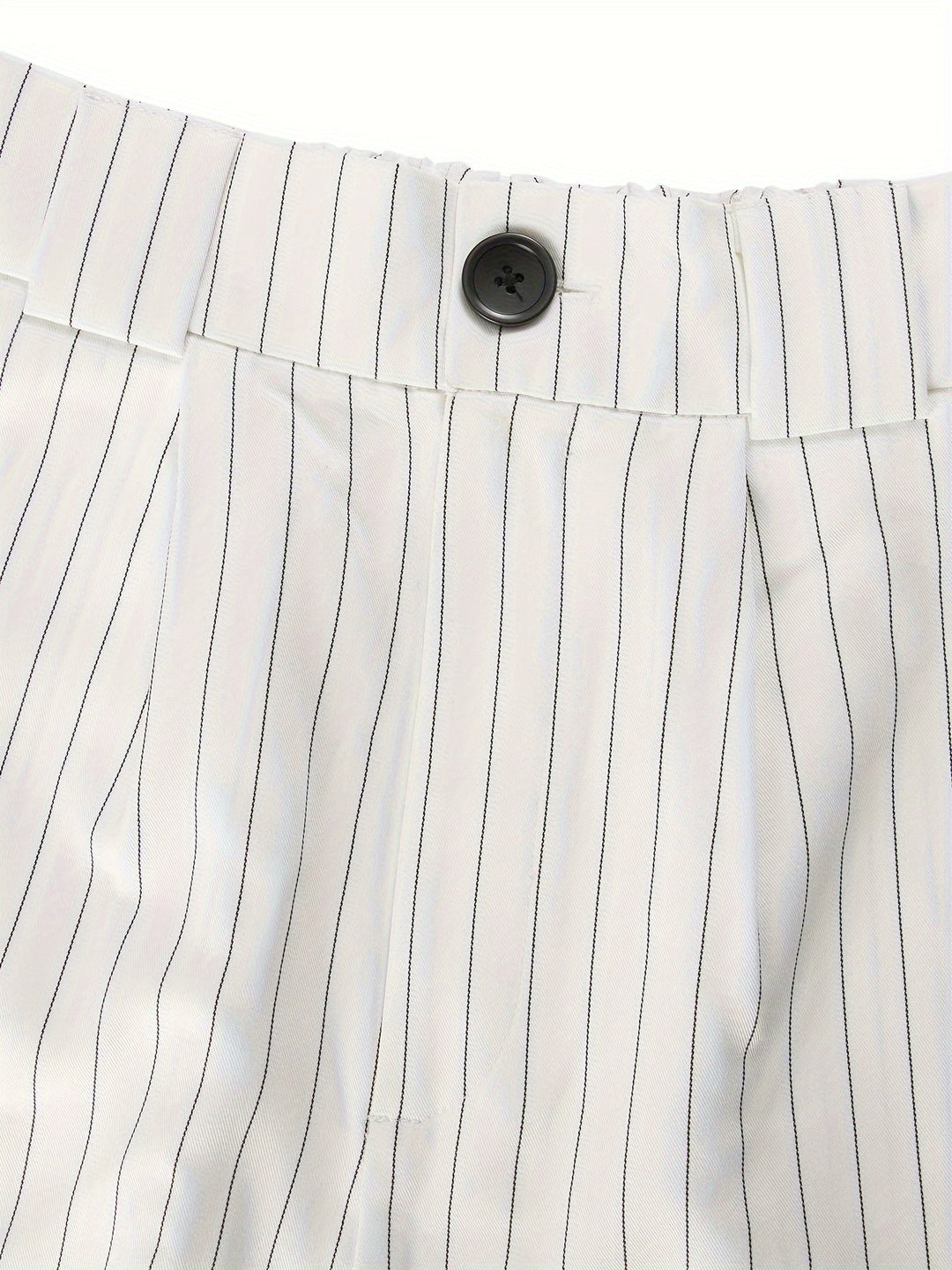 Stylish women's striped summer outfit, a chic two-piece blazer and shorts set for elegant casual wear.