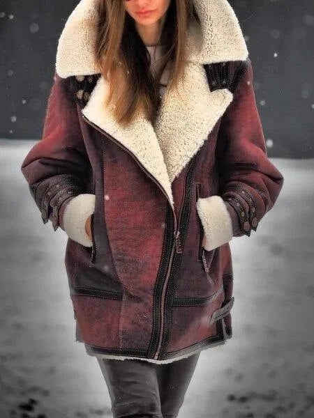 Cozy women's sherpa jacket with soft lining, offering everyday warmth and versatile style for cold weather.