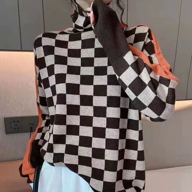Women's comfortable long sleeve turtleneck sweater. Versatile knitwear for fall and winter casual outfits.