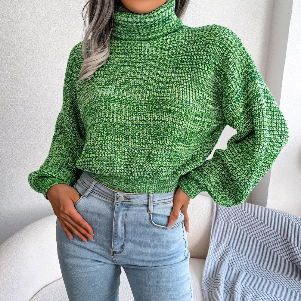 Versatile women's turtleneck sweater, ideal for office wear or a casual top. Chic long sleeve knit.