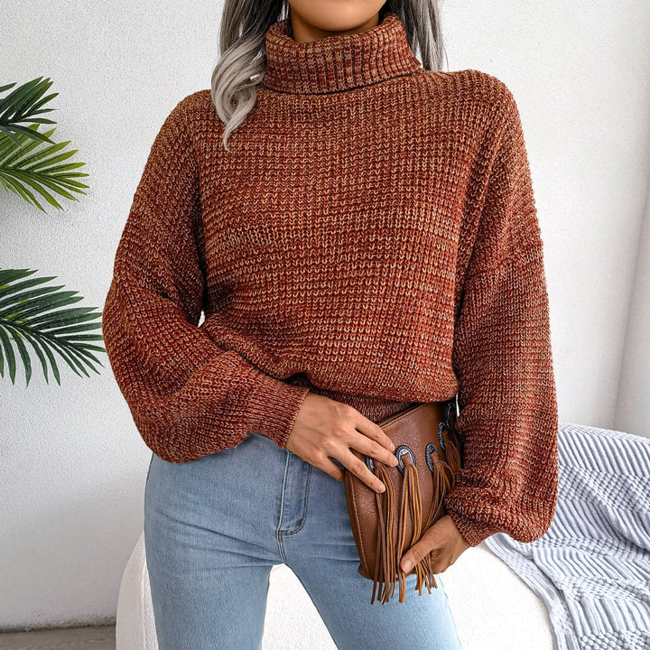 Stylish women's turtleneck sweater, a cozy long sleeve knit for fall and winter fashion. Chic & comfy.