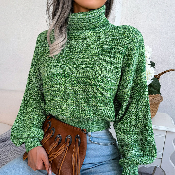 Women's long sleeve turtleneck sweater, chic & cozy for versatile fall fashion and winter style.