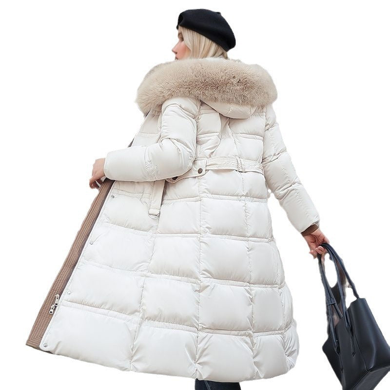 Elegant women's coat for autumn & winter, offering chic style and a practical removable hood.