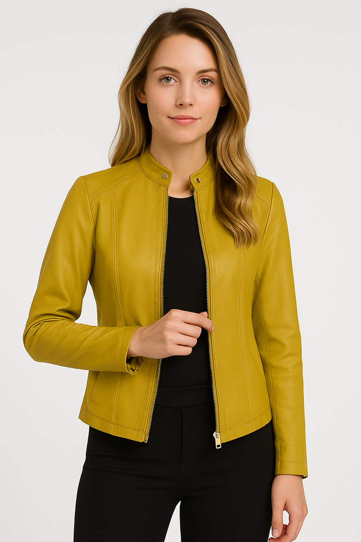 Stylish women's modern zip jacket, perfect for everyday casual elegance or a chic evening fashion statement.