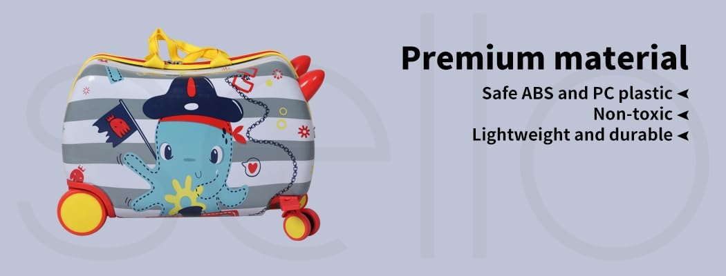 Versatile children's 2-in-1 scooter suitcase with playful octopus design and smooth 360° spinner wheels.