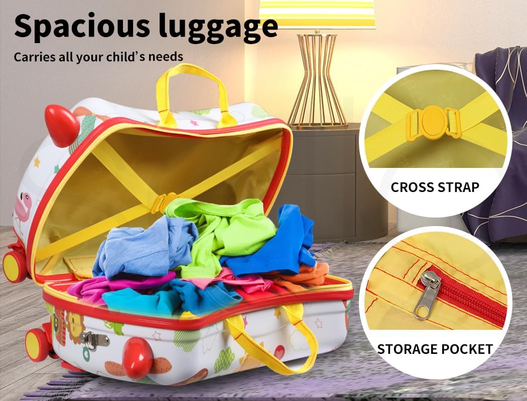 Bright octopus children's 2-in-1 ride-on scooter luggage, ideal carry-on with 360-degree mobility.