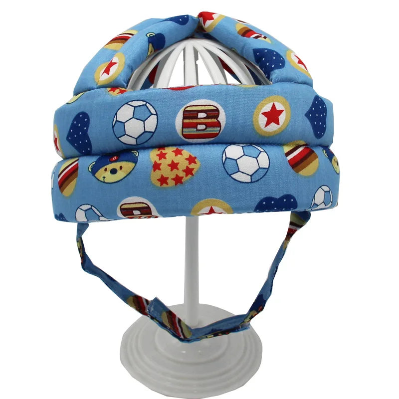 Baby head protection helmet, soft and adjustable for infants. Perfect crawling and walking aid.