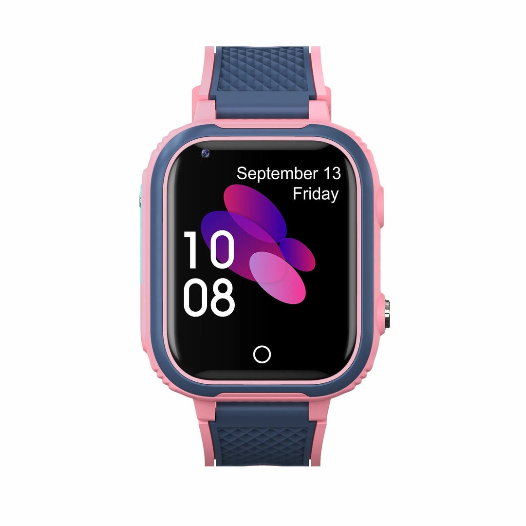 Blue kids' 4G smartwatch. GPS tracker, video call, waterproof, and pedometer for active children.