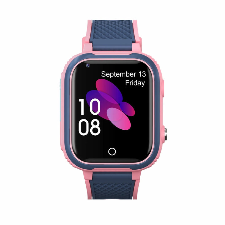 Blue kids' 4G smartwatch. GPS tracker, video call, waterproof, and pedometer for active children.