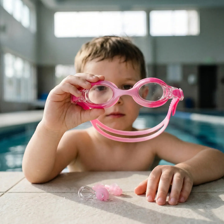 Children's anti-fog swim goggles for clear vision and comfortable swimming.