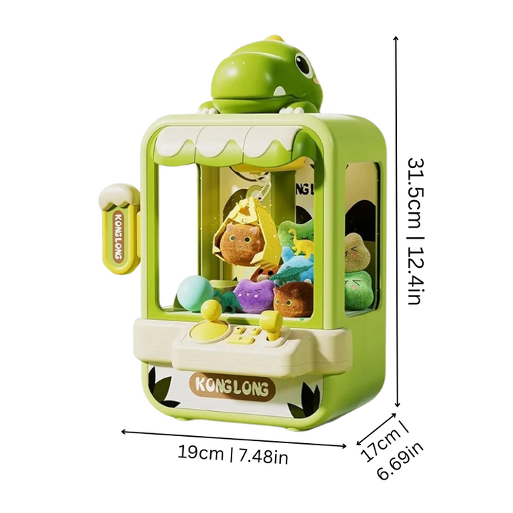 Kids' arcade claw machine with cute dino & rabbit toys. Engaging prize grabber for interactive play & skill.