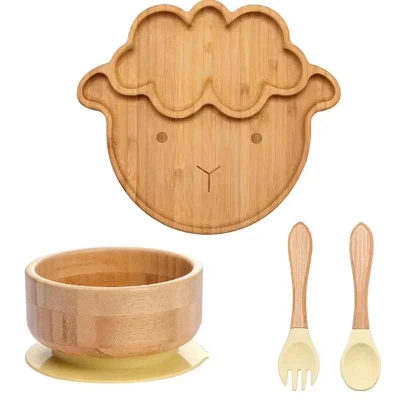 Stylish eco-friendly children's dinnerware, strong suction base, easy to clean.