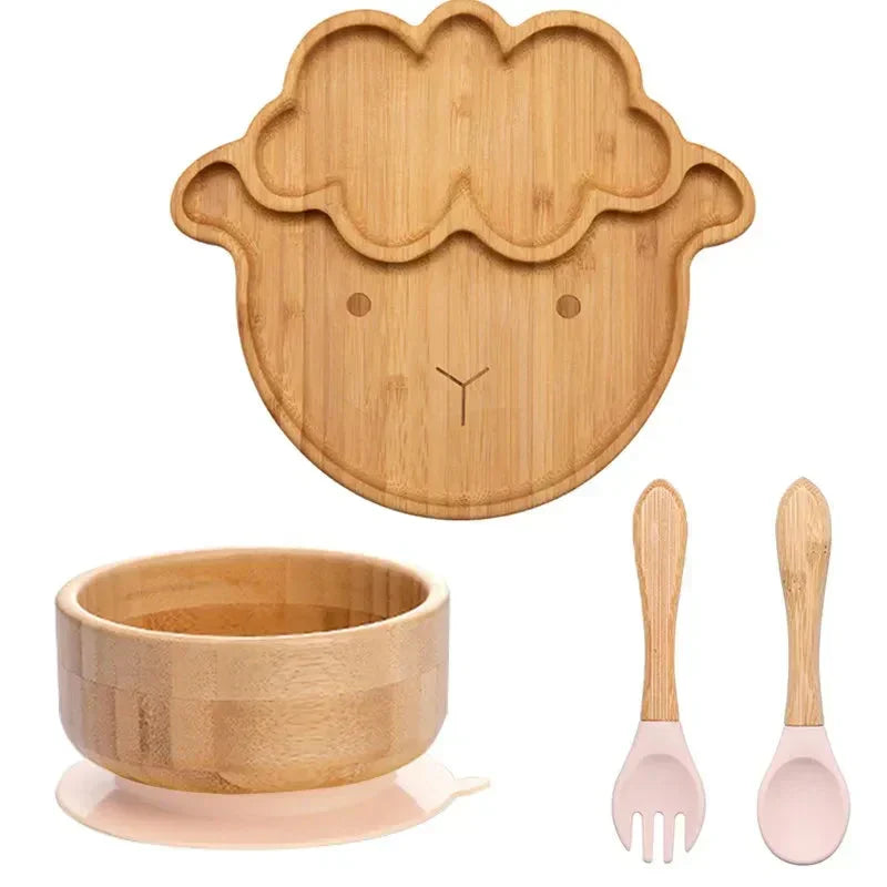 Mess-proof bamboo suction bowl for infant feeding, healthy & safe for little ones.