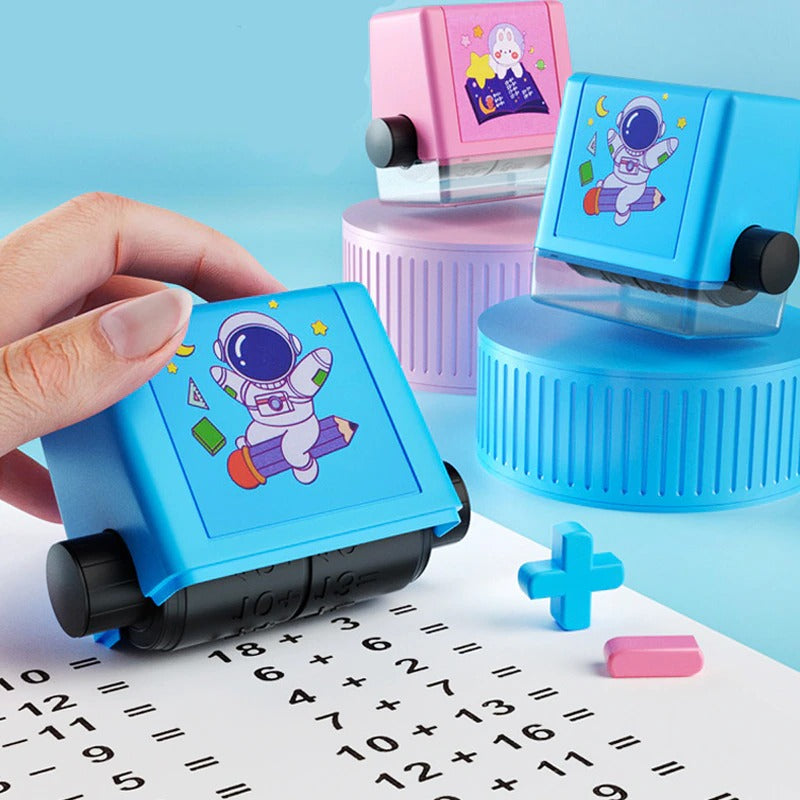 Engaging SumStamp math stamp set for children's hands-on educational arithmetic learning.
