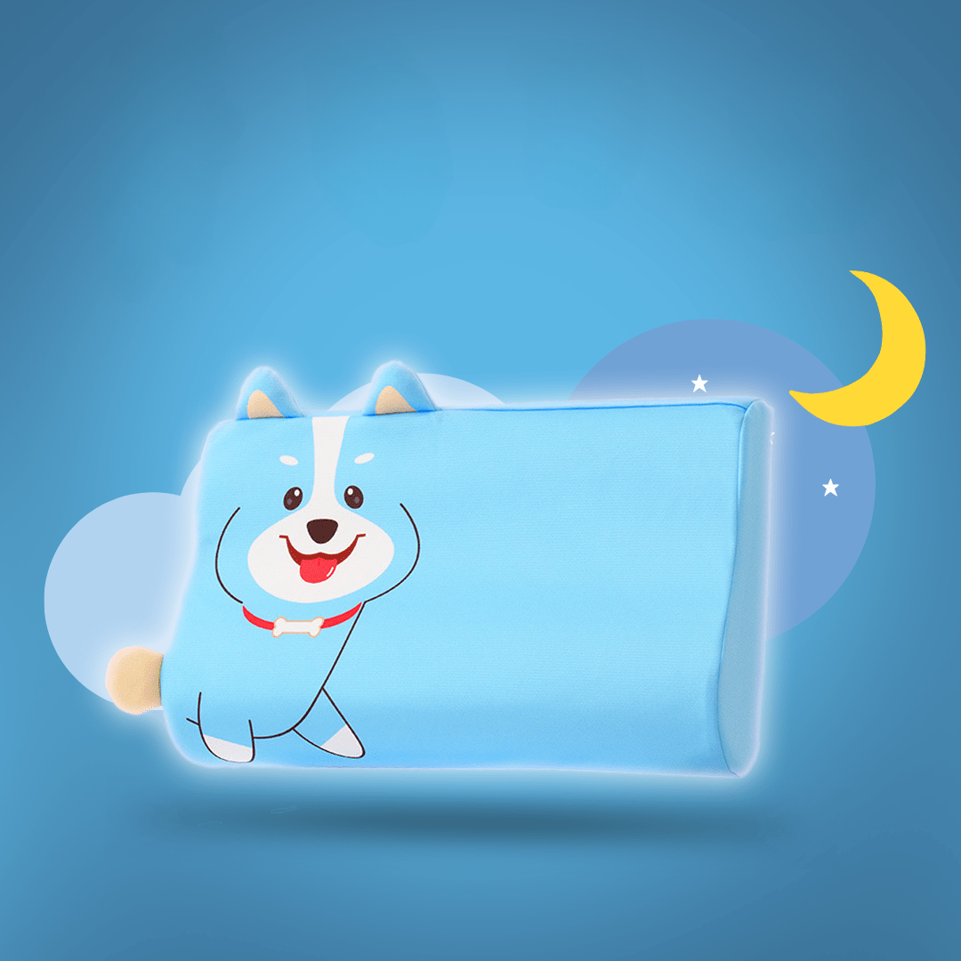 Kids' travel comfort: ergonomic memory foam neck support pillow for toddlers, soft & breathable.