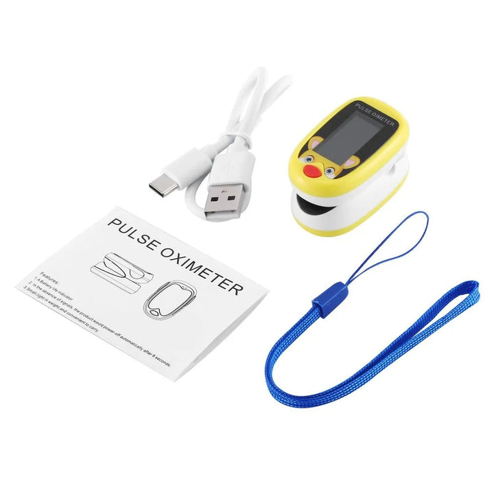 Digital children's pulse oximeter. Accurately measures SpO2 oxygen saturation & heart rate.