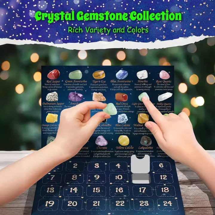 Discover 24 unique gemstones daily with this children's advent calendar, an exciting kids geology kit.